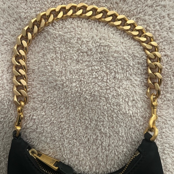 Moschino Black Logo Lettering Hobo Shoulder Bag with Gold Chain - Picture 5 of 7